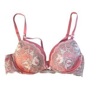 Victoria’s Secret Dream Angels Push-Up Bra Size 32B Pink Lace Underwire Padded